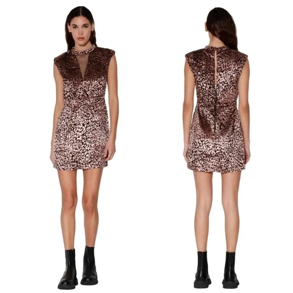 Walter Baker Women Rosalie Halter Mini Dress Leopard Print Size 10 - Picture 1 of 11